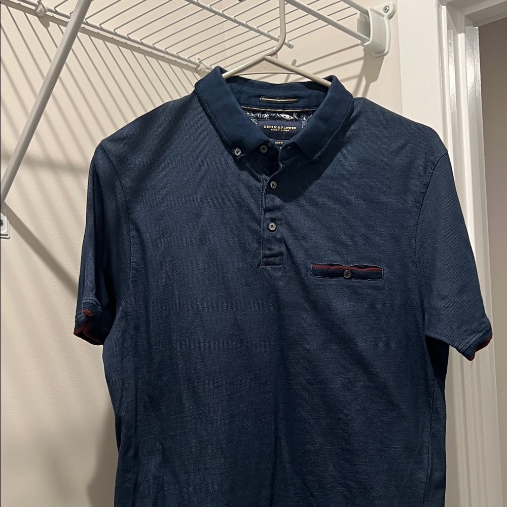Denim & Flower Dark Blue Polo Shirt
